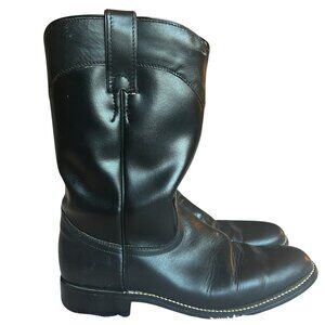 Vintage Diamond J Black Leather Western Boots Women’s 5.5B Made in MX MidCalf